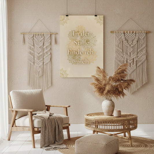 In der Stille finde ich mich – Boho Affirmationsposter | Achtsamkeit & Meditation Wandkunst