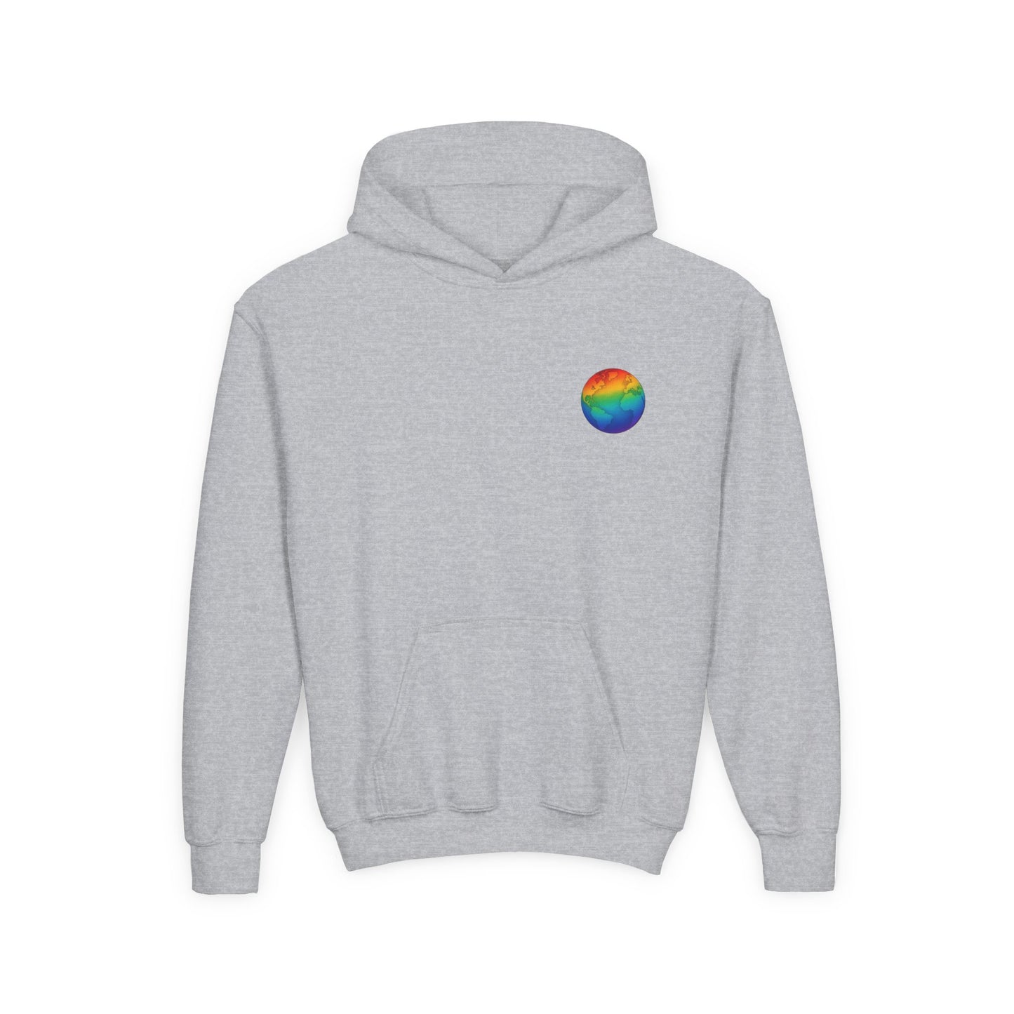 Hoodie „Meine Welt ist besonders schön“ – Regenbogen-Weltkugel | Inklusion & Vielfalt