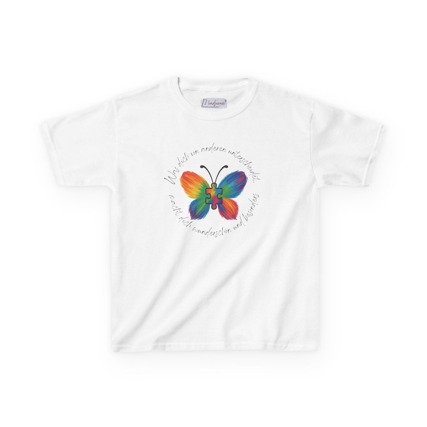 Shirt mit Regenbogen-Schmetterling – „Was dich unterscheidet…“ | Inklusion & Selbstliebe
