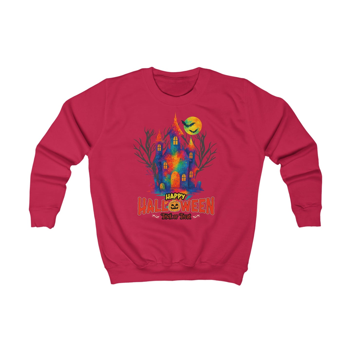Halloween Sweatshirt - Trick or Treat Regenbogen Geisterhaus