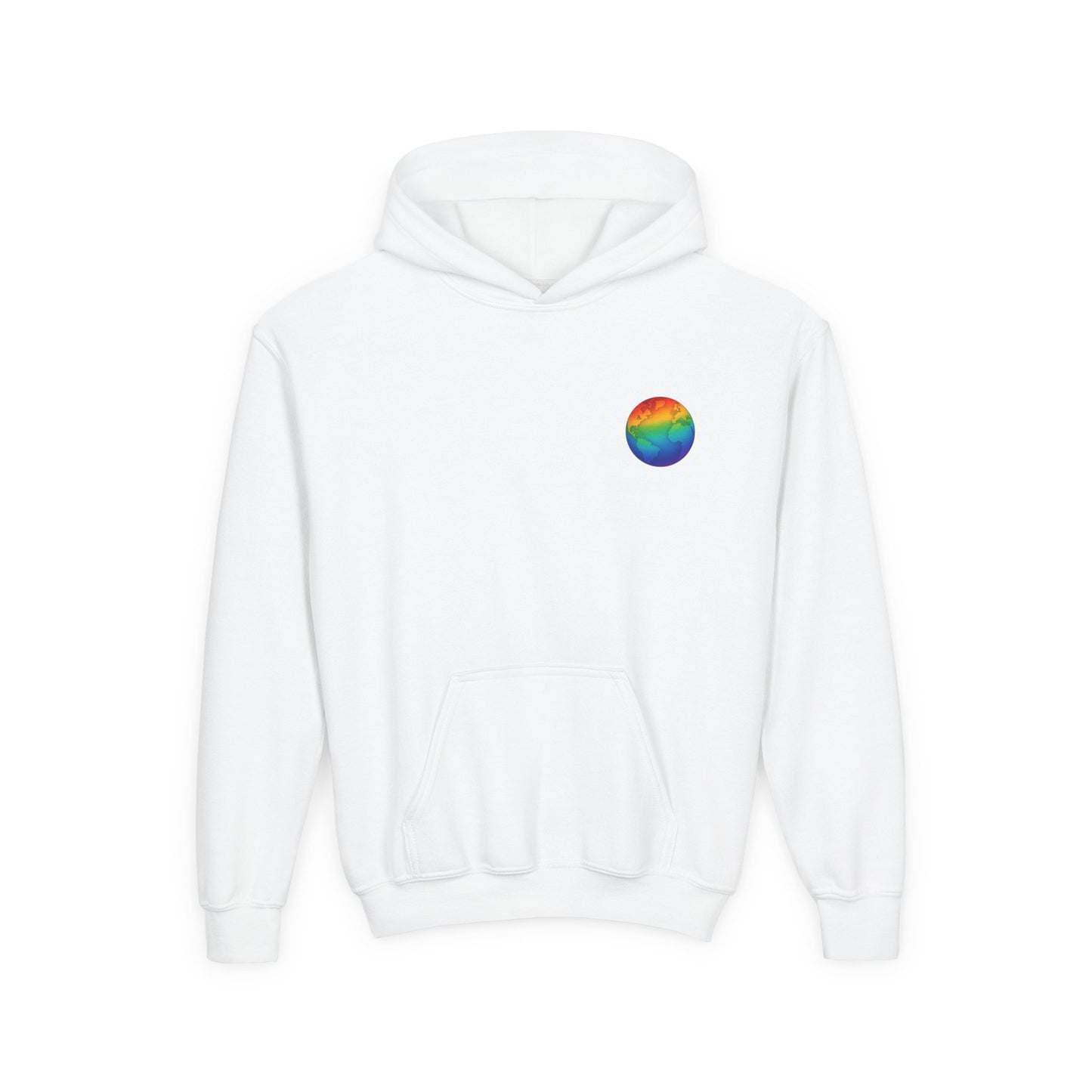 Hoodie „Meine Welt ist besonders schön“ – Regenbogen-Weltkugel | Inklusion & Vielfalt