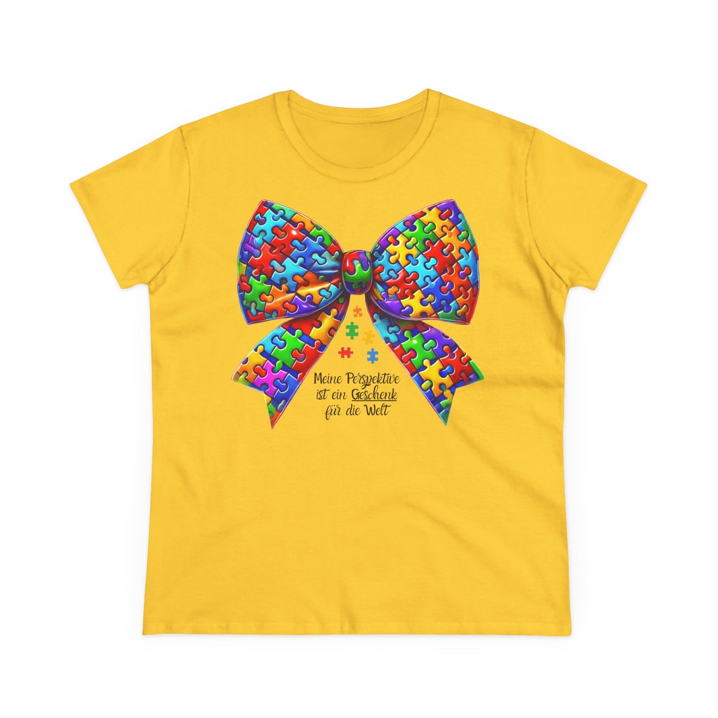 🎁 Meine Perspektive ist ein Geschenk – T-Shirt mit Puzzle-Schleife /  Baumwollshirt