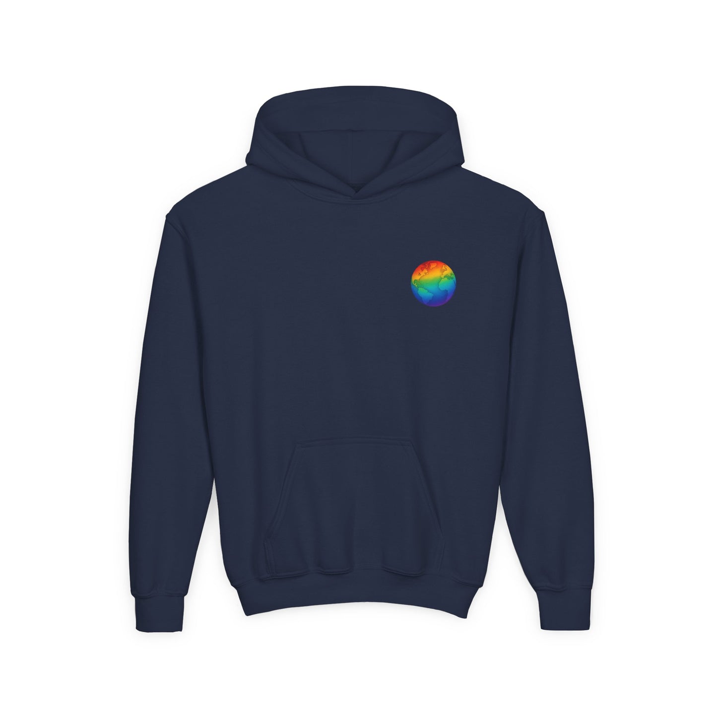 Hoodie „Meine Welt ist besonders schön“ – Regenbogen-Weltkugel | Inklusion & Vielfalt