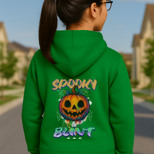 „Spooky & Bunt“ Kapuzenpullover Regenbogen-Kürbis