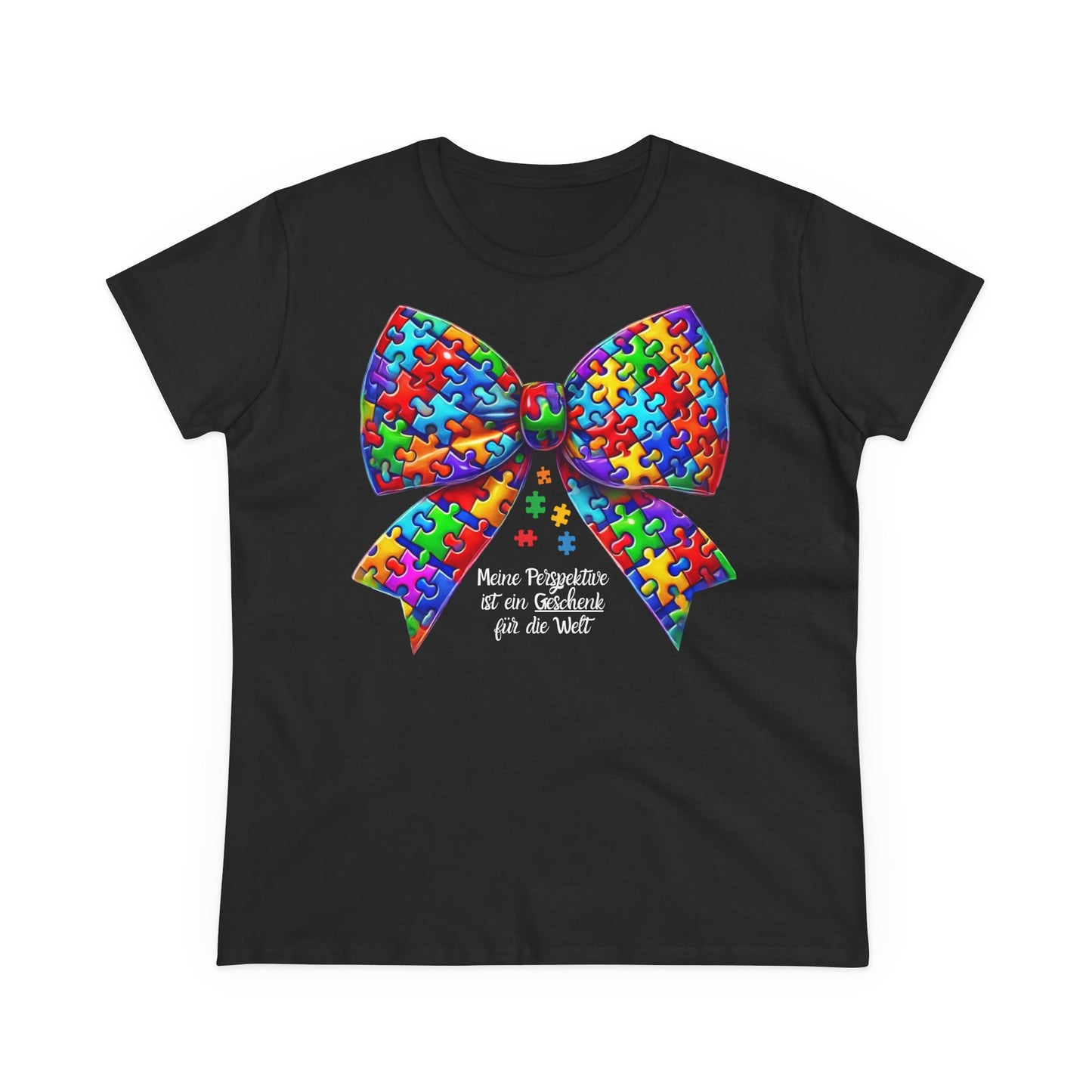 🎁 Meine Perspektive ist ein Geschenk – T-Shirt mit Puzzle-Schleife /  Baumwollshirt