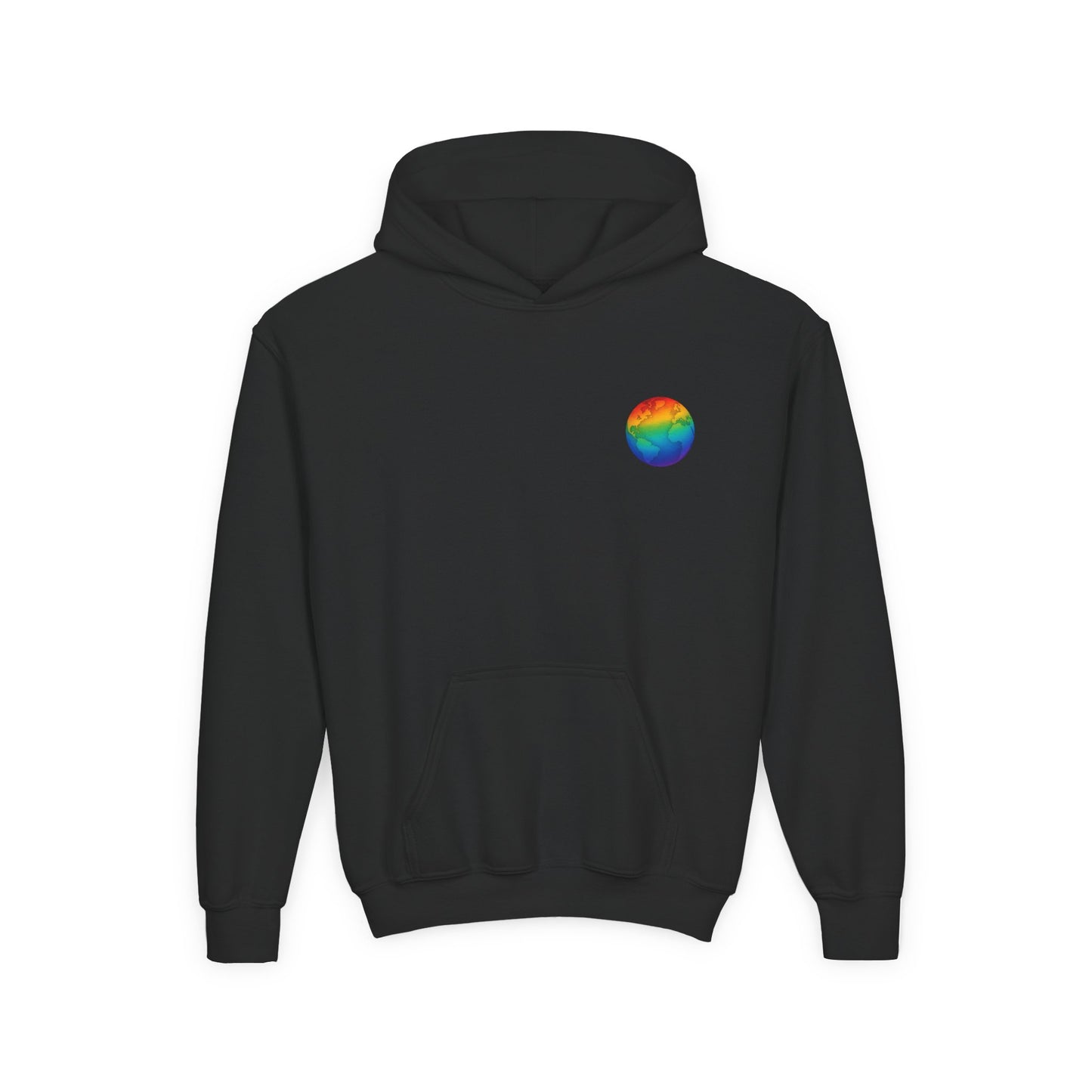 Hoodie „Meine Welt ist besonders schön“ – Regenbogen-Weltkugel | Inklusion & Vielfalt