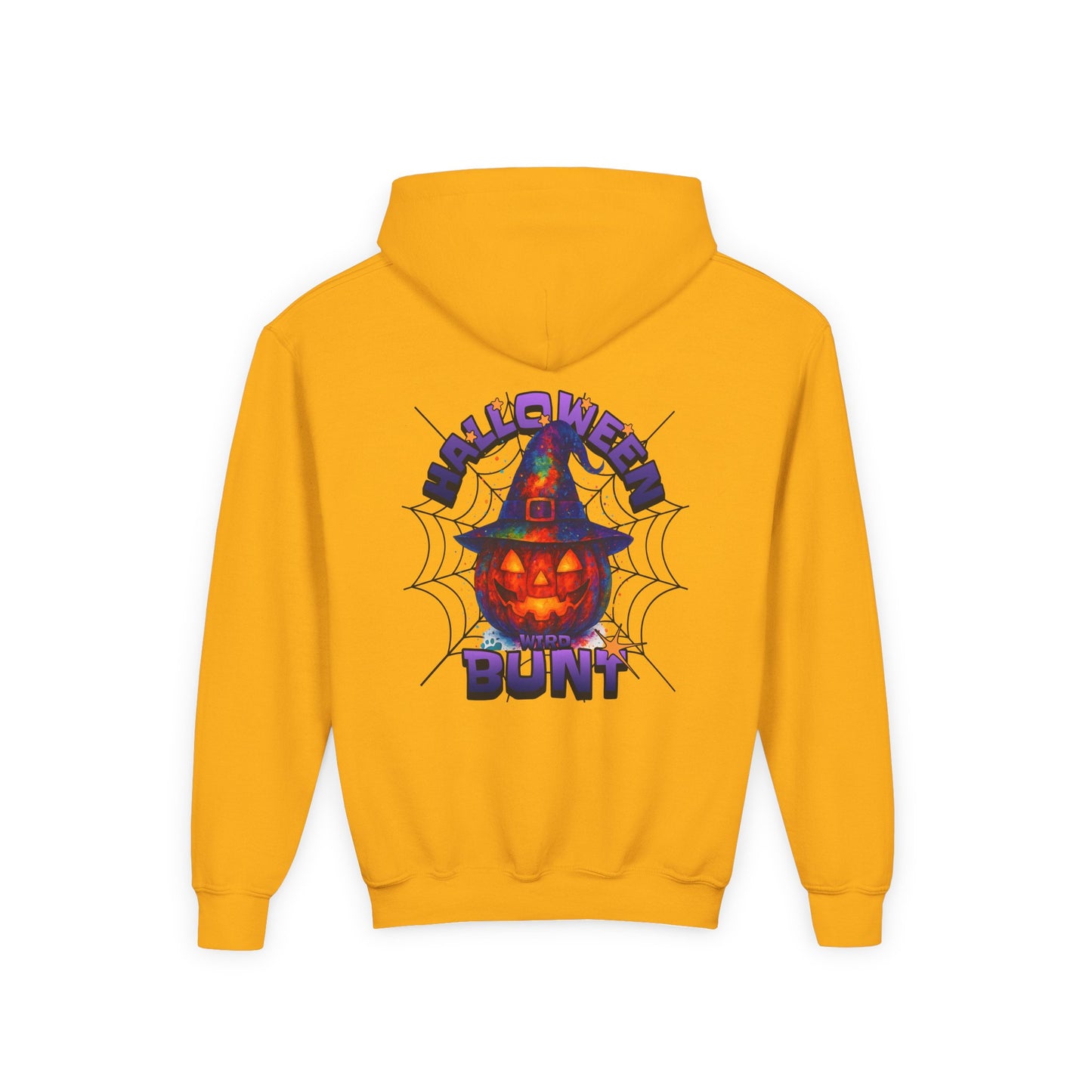 „Halloween wird bunt“ Kapuzenpullover- Buntes Inklusions-Design mit Kürbis & Hexenhut