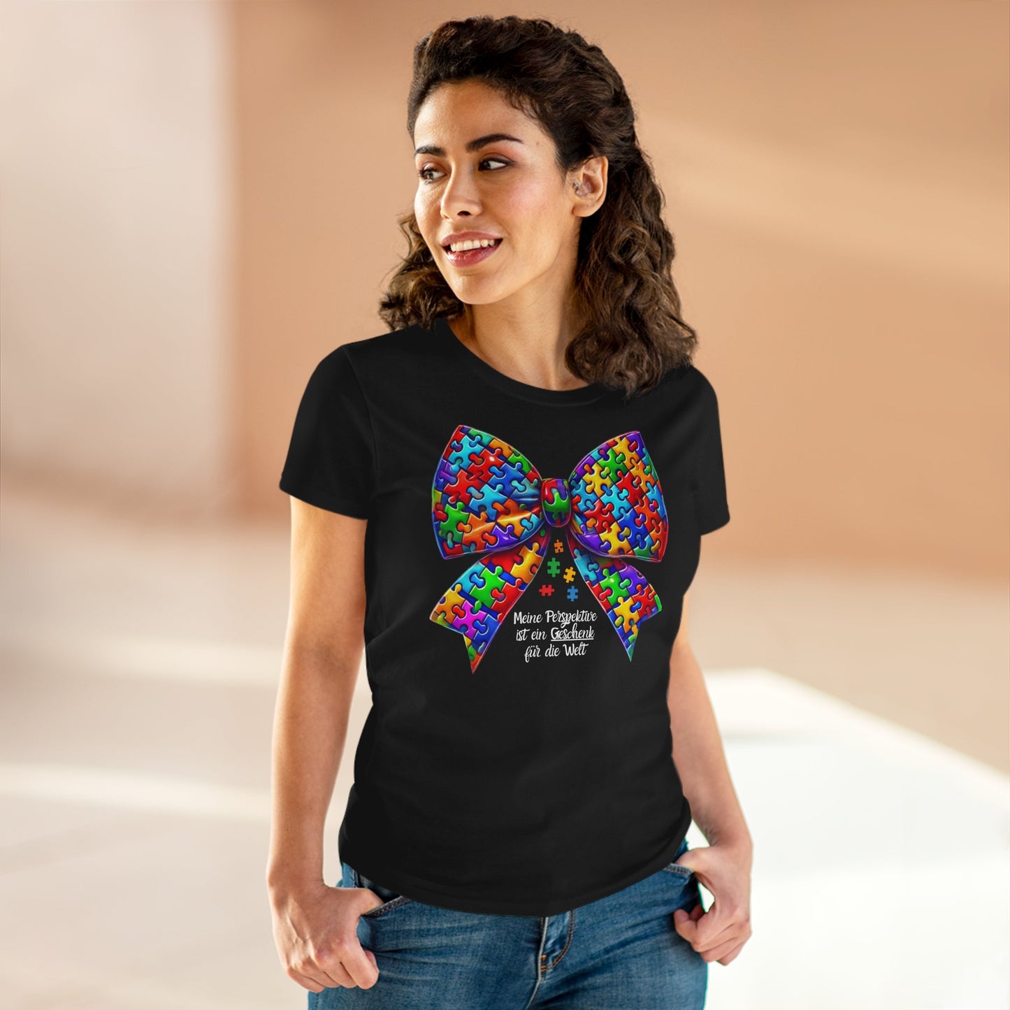 🎁 Meine Perspektive ist ein Geschenk – T-Shirt mit Puzzle-Schleife /  Baumwollshirt